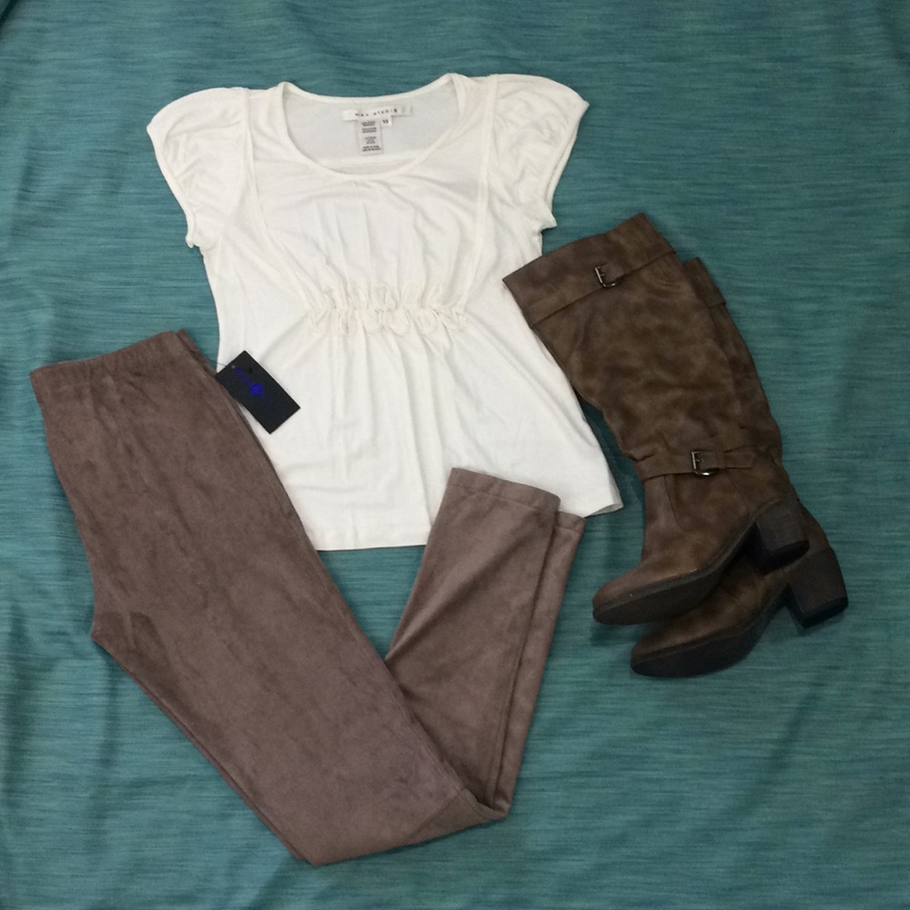 Faux Suede Leggings Cafe au Lait Color S